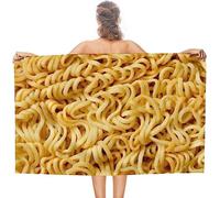 ANEEHA Serviette de Plage Microfibre Nouilles Instantanées Serviette Plage Anti Sable Nourriture Drap de Plage 70x140 Grande Serviette de Bain Absorbante à Séchage Rapide pour Voyage, Piscine