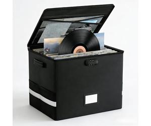 ANEELV Boîte à disques ignifuge avec serrure, grande capacité, pliable et porte-nom. Parfait pour les collectionneurs d'albums rares. Boîte à musique pour la maison.