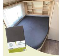 ANEELV Drap-housse pour camping-car, angle droit, 1 pièce, gris foncé | Certifié Oeko-Tex, coton, convient pour lit une place et demie, respirant, lavable, 135-160 x 200 cm