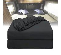 ANEELV Lot de 3 draps avec angles élastiques pour camping-cars et campings, 100 % coton, parure de lit spécifique pour camping-car (noir)