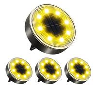 aneeway 8LEDs Lampe Solaire Extérieur 4pcs, 3000K Luminaire Jardin Au Sol Etanche IP68 Eclairage Lampe Solaire Spot Encastrable Pour Chemin Terrasse Cour Souterraine, Blanc Chaud