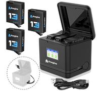 Anegine Hero 13 Batterie 2300 mAh et LCD 3 canaux USB Chargeur de stockage pour GoPro Hero 13 Black Enduro Batterie rechargeable avec type C (lot de 3)