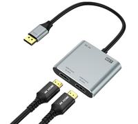 Anehmeta Adaptateur DisplayPort vers double HDMI, répartiteur HDMI 4K @ 60 Hz, affichage étendu 1 entrée 2 sorties Hub MST pour deux écrans, répartiteur DisplayPort vers HDMI pour PC, NVIDIA, carte