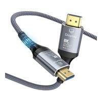 Anehmeta Câble HDMI en fibre optique - 5 m - 8K - 48 Gbps - Ultra haut débit - Câble HDMI 2.1 tressé 8K @ 60Hz 4K @ 120Hz HDR10/HDCP2.2&2.3/eARC/3D - Compatible avec PS5, Xbox, HDTV, ordinateur