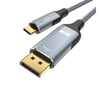 Anehmeta Câble USB C vers DisplayPort 2.1 16K @ 30 Hz 8K @ 120 Hz 40 Gbit/s Type-C vers DisplayPort Thunderbolt 3/4/5 compatible avec iPhone 17/16 Pro Max, Galaxy S25, MacBook Pro/Air, iPad, XPS, 3 m
