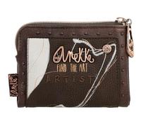 Anekke Portefeuille pour femme - Protection RFID - Similicuir, fermeture à rabat - Marron - 12 x 9 x 3 cm