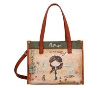 Anekke | Sac à main porté épaule Peace & Love | Sac femme design original inspiré de la Californie des années 60 | 30 x 23 x 12 cm | Coloris camel