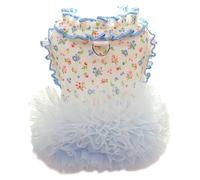 Anelekor Robe d'été bleue pour petit chien et chat - Tenue printanière à motif de fraise - Robe sans manches pour animal domestique pour chat, chaton, chihuahua, yorkshire de Poméranie (bleu, taille M
