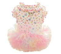 Anelekor Robe d'été rose pour petit chien et fille, tenue printanière à motif de fraise, robe sans manches pour animal de compagnie pour chat, chaton, chihuahua, yorkshire de Poméranie, caniche (rose
