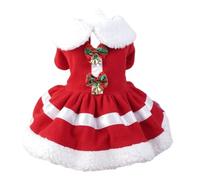 Anelekor Tenue de Noël pour chien, robe rouge pour chiot et petite fille, manteau de Père Noël avec nœud papillon avec clochettes, vêtement de Noël pour chat, vêtements d'hiver pour animaux