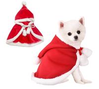 Anelekor Tenue de Noël rouge pour chien et chat - Cape de Noël pour chien et chat - Cape de Noël amusante pour chiens et chats de petite et moyenne taille (rouge, taille L)