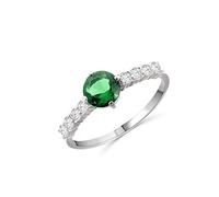Anellissimo Bague solitaire pour femme avec émeraude et zircone côté argent 925, argent