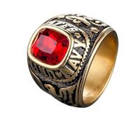 Anello da uomo in acciaio al titanio, stile militare, con pietre preziose, design unique et à la mode, adapté à une utilisation quotidienne, 11