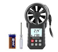 Anémomètre numérique - Débitmètre d'air portable avec USB et Bluetooth - Appareil de mesure CFM pour ventilateur CVC/tir/drone, avec capteur de température du vent, noir