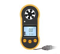 Anémomètre numérique portable avec jauge de température - Testeur de débit d'air rétroéclairé LCD pour CVC, voile, cerf-volant, golf - Compact noir et jaune