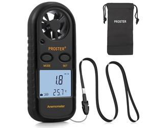 Anémomètre Portable Digital LCD avec Max/Min/AVG Anémomètre Numérique Mesure Vitesse du Vent du Flux d’Air Thermomètre avec Rétro-éclairage pour Voile, Randonnée et Camping