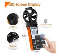 Anémomètre portatif, compteur de vitesse du vent CFM, vitesse du flux d'air rotatif CVC, volume du vent