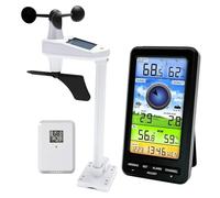 Anémomètre sans fil - Thermomètre et hygromètre numérique intérieur/extérieur avec capteur solaire et direction du vent, rétroéclairage(WS0214(NO WIFI)-UK)