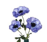 Anémone artificielle 3 têtes décor de fête de mariage | 3 capitules par tige, fleurs complètes for composition florale