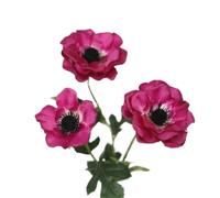 Anémone artificielle 3 têtes décor de fête de mariage | 3 capitules par tige, fleurs complètes for composition florale