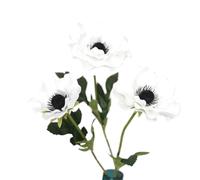 Anémone artificielle 3 têtes décor de fête de mariage | 3 capitules par tige, fleurs complètes for composition florale