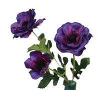 Anémone artificielle 3 têtes décor de fête de mariage | 3 capitules par tige, fleurs complètes for composition florale