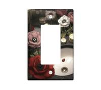 Anemone Couvercle d'interrupteur à bascule simple pour salle de bain, bougie botanique vintage en plastique rouge printemps taille standard plaque décorative pour chambre à coucher, bureau, cuisine