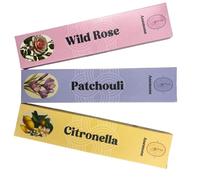 Anemone Encens - 100% Naturel et Fait Main - Combustion Douce et Longue - Parfum Frais, Purifiant et Non Toxique - Pack de 3 boîtes (Rose, Patchouli, Citronelle)