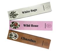 Anemone Encens - 100% Naturel et Fait Main - Combustion Douce et Longue - Parfum Frais, Purifiant et Non Toxique - Pack de 3 boîtes (Sauge Blanche, Rose, Chandan)
