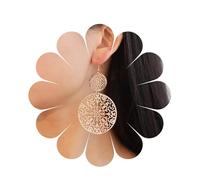 Aneneiceera Boho Filigree Hollow Disc Dangle Drop Boucles d'oreilles Boho Or Ethnique Sculpté Fleur Disque Déclaration Crochet d'Oreilles Mariage Demoiselle d'honneur Bijoux pour Femmes et Filles (Or)