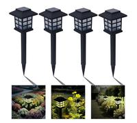 Anern 4PCS Lampe Solaire Led Exterior Jardin 1W3.7V Lampe Solaire Jardin Lumière Chaude Automatique Rechargeable IP55 Lampe Solaires au Sol Pour Chemins Pelouse Terrasse Cour