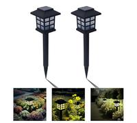 Anern Lampe Solaire Jardin 2PCS Lampe Solaires au Sol Lumière Chaude Automatique Rechargeable IP65 Décoration Eclairage Solaire Extérieur Pour Chemins Pelouse Terrasse Cour