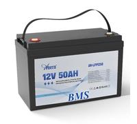Anern Rechargeable Batterie LiFePO4 12V 50Ah 640Wh avec BMS 4000+ Cycles Batterie Lithium Prend en Charge la Connexion 4S4P Camping-Car, kit Panneau Solaire, Camping