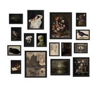 ANERZA Lot de 16 impressions d'art mural de style académie sombre décoration de chambre, gothique intérieur, affiches de sorcière pour chambre à coucher