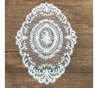Anevous 1 set de table ovale en dentelle, décoratif, vintage, 31 x 42 cm, napperon en dentelle, motif floral brodé, lavable, pour décoration de cuisine, salle à manger, blanc