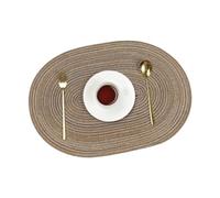Anevous 1 set de table ovale tissé lavable antidérapant 50 x 35 cm résistant à la chaleur dessous de plat décoratif pour table à manger, cuisine, restaurant, marron