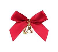 Anevous Lot de 10 nœuds de Noël avec clochettes - Décoration de sapin de Noël - Pour couronne de Noël, fête, sapin de Noël, bricolage, anniversaire, mariage - Rouge