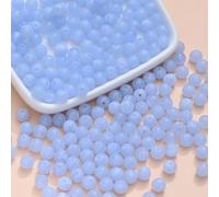 Anevous Lot de 100 perles rondes en acrylique de 8 mm - Mini perles avec trou - Perles à enfiler - Pour bricolage, collier, bracelet, bijoux, fêtes, bleu