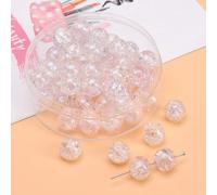 Anevous Lot de 100 perles rondes en verre de 10 mm, pour bracelets, mini perles en cristal, perles à enfiler, perles en vrac pour les vacances, Noël, fabrication de bijoux, fêtes, cadeaux, rose