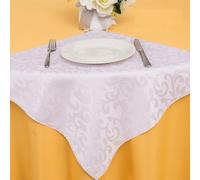 Anevous Lot de 12 serviettes en tissu jacquard, 48 x 48 cm, en tissu damassé, douces, lavables, réutilisables, pour dîners de famille, mariages, fêtes, restaurant, Noël - Blanc