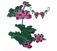 Anevous Lot de 2 patchs brodés en 3D - Appliques florales - En dentelle - Pour couture DIY, vêtements, robe de mariée, mariage, écharpe, décoration, violet