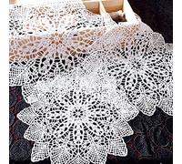 Anevous Lot de 2 sets de table ronds brodés - Sets de table décoratifs en dentelle - Napperons en dentelle pour mariage, fête d'anniversaire, vases, nappes, blanc D 40 cm