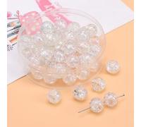 Anevous Lot de 20 perles rondes en verre de 10 mm, pour bracelets, mini perles en cristal, perles à enfiler, perles en vrac pour les vacances, Noël, fabrication de bijoux, fêtes, cadeaux, rose clair