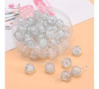 Anevous Lot de 20 perles rondes en verre de 10 mm, pour bracelets, mini perles en cristal, perles à enfiler, perles en vrac pour les vacances, Noël, fabrication de bijoux, fêtes, cadeaux, bleu gris