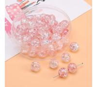 Anevous Lot de 40 perles rondes en verre de 10 mm, pour bracelets, mini perles en cristal, perles à enfiler, perles en vrac pour les vacances, Noël, fabrication de bijoux, fêtes, cadeaux, rose foncé