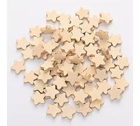 Anevous Lot de 50 perles en bois à enfiler en forme d'étoile à cinq branches - Perles en bois en vrac - Perles en bois - Accessoires pour bricolage, artisanat, bracelets, fabrication de bijoux -