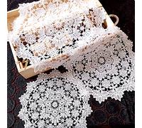 Anevous Lot de 6 sets de table ronds brodés - Sets de table décoratifs en dentelle - Napperons en dentelle pour mariage, fête d'anniversaire, vases, nappes, blanc B 20 cm