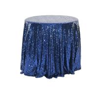 Anevous Nappe à paillettes ronde à paillettes, protection et chemin de table décoratif, couleur unie pour anniversaire, mariage, fête, salle à manger, Noël, bleu profond, 120 cm x 240 cm