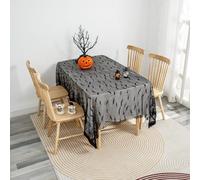 Anevous Nappe en dentelle noire avec motif - Décoration de table pour Halloween, fête d'anniversaire, fête à thème, chauve-souris - 140 x 100 cm