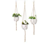 Anevous Panier suspendu en macramé - Corde en coton - Avec anneau en fer - Pour plantes, pot de fleurs - Décoration pour l'intérieur, le jardin, l'extérieur, le balcon, la fenêtre, le salon - 60 cm
